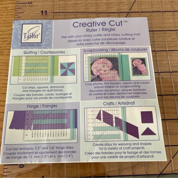 June Tailor Creative Cut Ruler JT-703 Quilting Crafts Scrapbook w Video Demo New - Picture 5 of 5